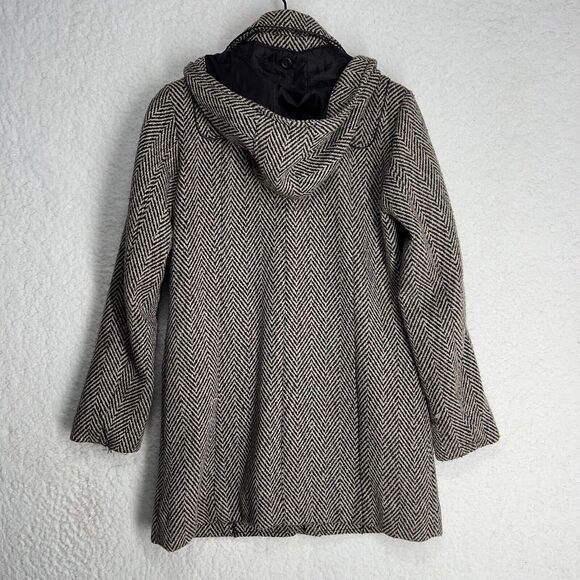 FOREVER 21 Brown Herringbone Toggle Hook & Loop Winter Coat Womens Size Small - Picture 4 of 8